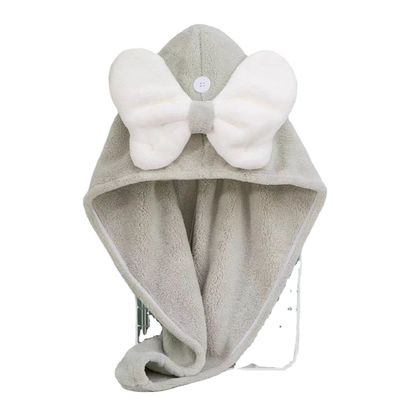 Superfina Fibra Cute Bow Cap para el cabello seco para todas las edades Rápida absorción Mujeres toalla para el cabello