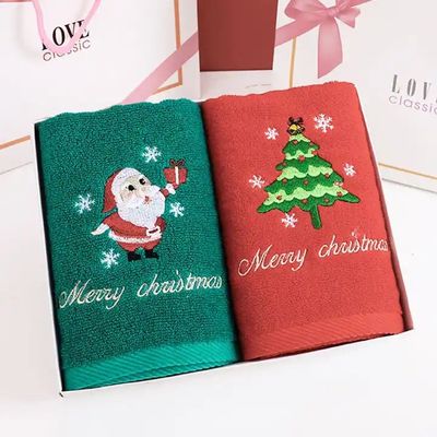 Caja de regalos de Navidad Conjunta de toallas de algodón 100% con diseño de punto y bordados personalizados
