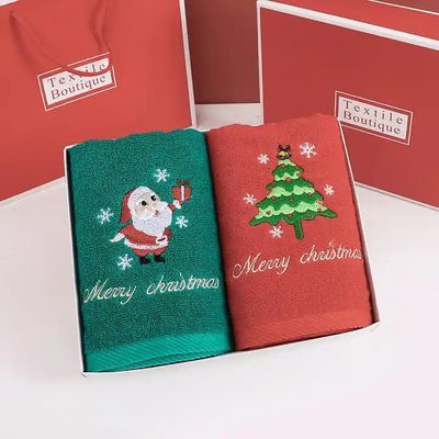Caja de regalos de Navidad Conjunta de toallas de algodón 100% con diseño de punto y bordados personalizados