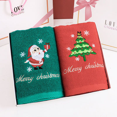 Set de toallas de mano bordadas de Navidad Toallas de baño de algodón 100% en caja de regalo para todos