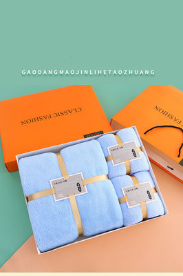 3 piezas Toallas de baño Set regalo para adultos Toallas de terciopelo de coral con caja y toallas de microfibra