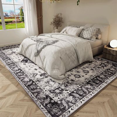 Alfombra de área de vintage acolchada para el piso del hogar no resbaladiza y alfombra del salón lavable