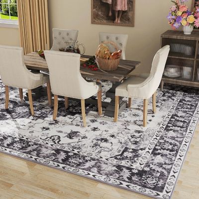 Alfombra de área de vintage acolchada para el piso del hogar no resbaladiza y alfombra del salón lavable