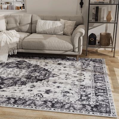 Alfombra de área de vintage acolchada para el piso del hogar no resbaladiza y alfombra del salón lavable