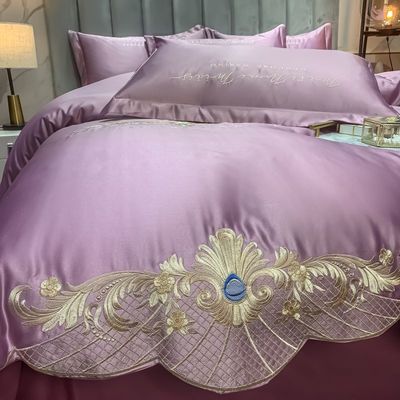 125gm bordado de seda lavada 4pcs ropa de cama conjuntos tamaño rey colecciones de estilo europeo