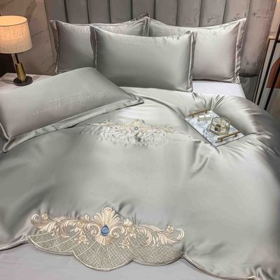 125gm bordado de seda lavada 4pcs ropa de cama conjuntos tamaño rey colecciones de estilo europeo