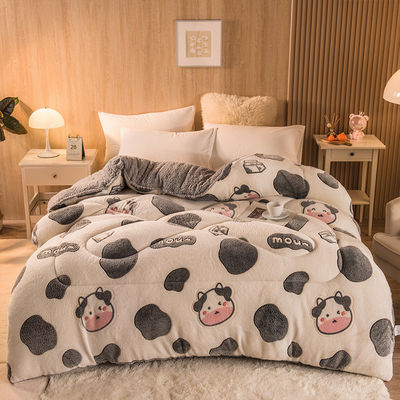 Logotipo personalizado Sábana de cama Sábana de terciopelo bordado cálido Sábana gruesa de invierno Sábana de peluche lista