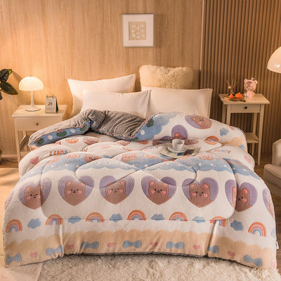 Logotipo personalizado Sábana de cama Sábana de terciopelo bordado cálido Sábana gruesa de invierno Sábana de peluche lista