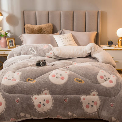 Logotipo personalizado Sábana de cama Sábana de terciopelo bordado cálido Sábana gruesa de invierno Sábana de peluche lista