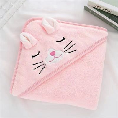 Animales de dibujos animados Niños Microfibra Blanda Coral Lana Encapuchada Toalla de baño para Niños y Niñas