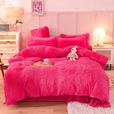 Modelo moderno personalizable Color del arcoíris Falsa Piel Veludo Pelusa Plush Seti de ropa de cama suave