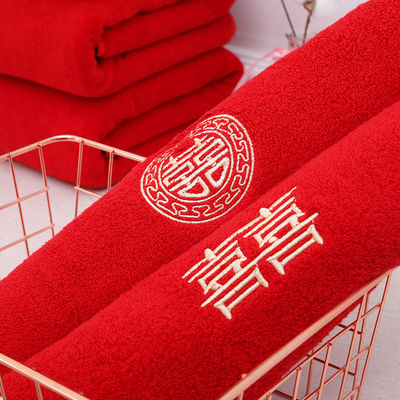 Toallas faciales de algodón de punto suave para bodas con bordado de palabras absorbentes y transpirables