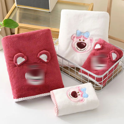 Conjunto de toallas para el rostro de terciopelo de coral adorable diseño de dibujos animados perfecto para el baño de los niños