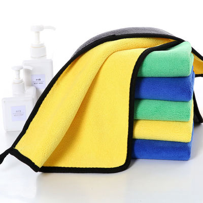 Tejido de limpieza de automóvil de peluche grueso a medida 40x40 Toallas de automóvil coloridas con microfibra de borde