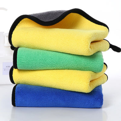 Tejido de limpieza de automóvil de peluche grueso a medida 40x40 Toallas de automóvil coloridas con microfibra de borde