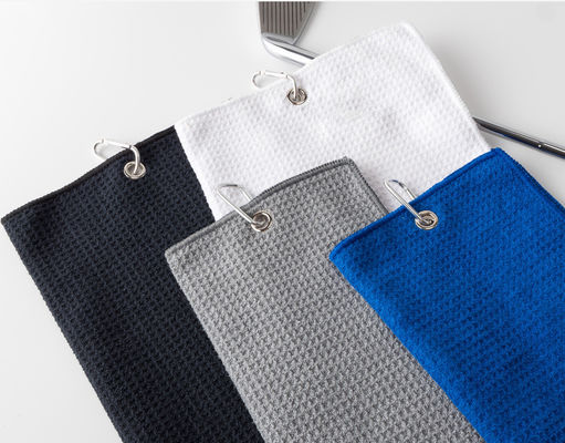 Toallas de golf de logotipo personalizado Toallas de limpieza de gofres de microfibra para adultos con deportes sostenibles