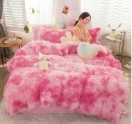 Set de ropa de cama de tamaño completo con patrón de planta e impresión reactiva en material de terciopelo de visón
