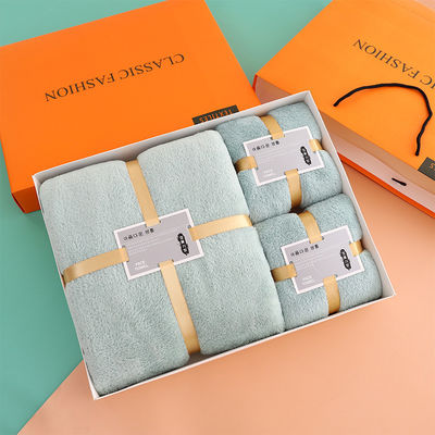 Conjunto de ropa de cama personalizado diseños de lana de coral gruesa suave absorbente de toalla facial conjunto de baño