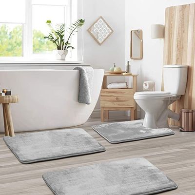 Confortable y duradero Rectángulo Memoria de espuma de la alfombra de baño 3pcs alfombras de piso de baño