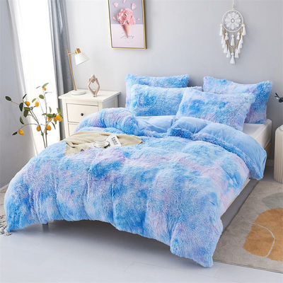 Colorante de corbata azul con gradiente de lujo Shaggy Duvet Set de ropa de cama con 133x72 densidad de tela