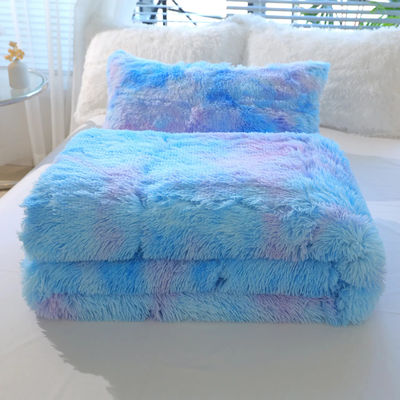 Colorante de corbata azul con gradiente de lujo Shaggy Duvet Set de ropa de cama con 133x72 densidad de tela