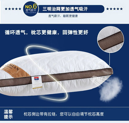Almohada lavable de algodón puro de alta elasticidad Función sostenible para ropa de cama de hotel