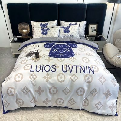 50 Cuenta de tejidos de algodón cepillado 4 en 1 Set de ropa de cama Blanco King Size Sillón de cama