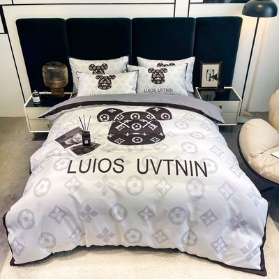 50 Cuenta de tejidos de algodón cepillado 4 en 1 Set de ropa de cama Blanco King Size Sillón de cama