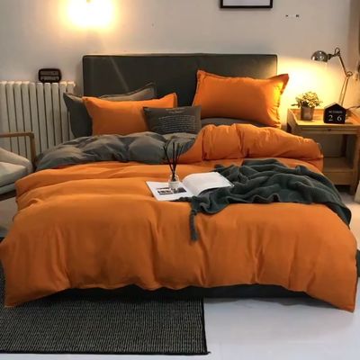 King size ropa de cama de lujo de color sólido lino y microfibra confortante estilo europeo