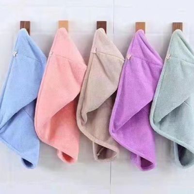 Todas las edades Baño Coral Velo Seco sombrero para el cabello con toalla absorbente de fibra de poliéster