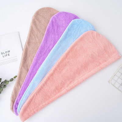 Todas las edades Baño Coral Velo Seco sombrero para el cabello con toalla absorbente de fibra de poliéster