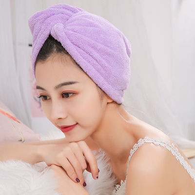 Todas las edades Baño Coral Velo Seco sombrero para el cabello con toalla absorbente de fibra de poliéster