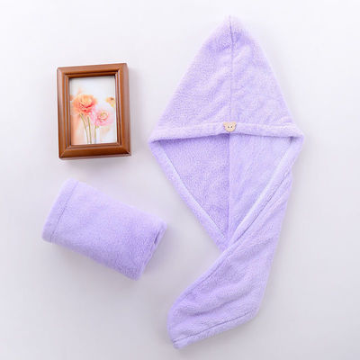 Todas las edades Baño Coral Velo Seco sombrero para el cabello con toalla absorbente de fibra de poliéster