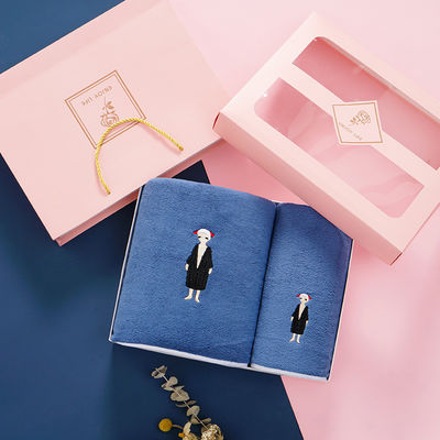 Conjunto de toallas de microfibra para el hogar con logotipo de bordado personalizado en caja de regalos y opciones multicolores