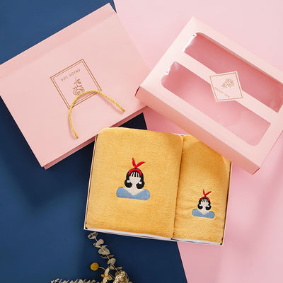Conjunto de toallas de microfibra para el hogar con logotipo de bordado personalizado en caja de regalos y opciones multicolores