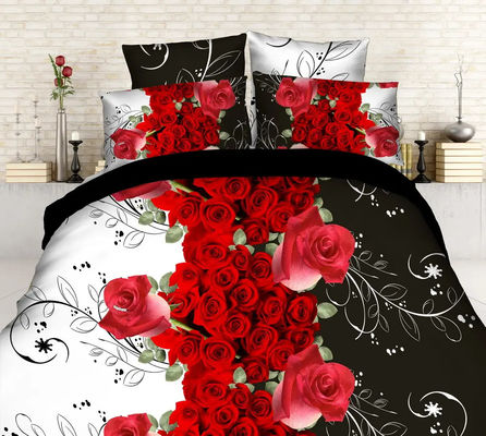 Inicio Color personalizado Microfibra Cubierta cubierta de cama sábanas de cama Conjunto con Impresión Digital