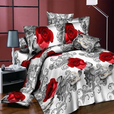 Inicio Color personalizado Microfibra Cubierta cubierta de cama sábanas de cama Conjunto con Impresión Digital