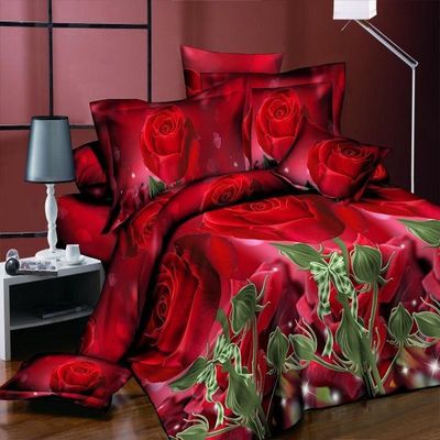 Inicio Color personalizado Microfibra Cubierta cubierta de cama sábanas de cama Conjunto con Impresión Digital