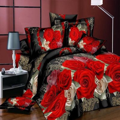 Inicio Color personalizado Microfibra Cubierta cubierta de cama sábanas de cama Conjunto con Impresión Digital