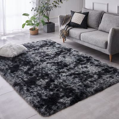 Alfombras de área personalizadas para el salón Casa Decorativa Alfombra de piso esponjoso Alfombra de corbata teñida alfombra gris claro