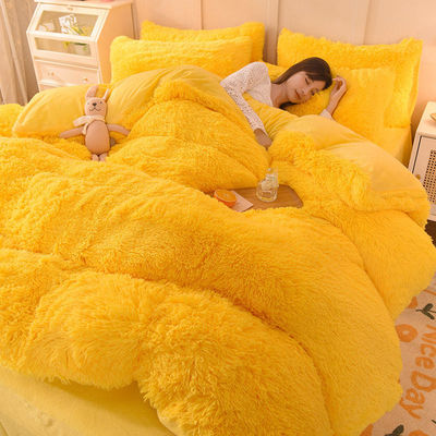 128x68 Densidad de tejido Mink piel terciopelo esponjoso ropa de cama de peluche conjunto de 4 piezas color arco iris