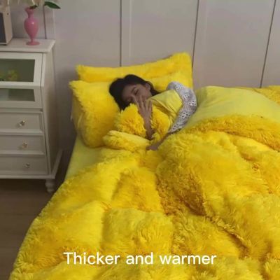 128x68 Densidad de tejido Mink piel terciopelo esponjoso ropa de cama de peluche conjunto de 4 piezas color arco iris
