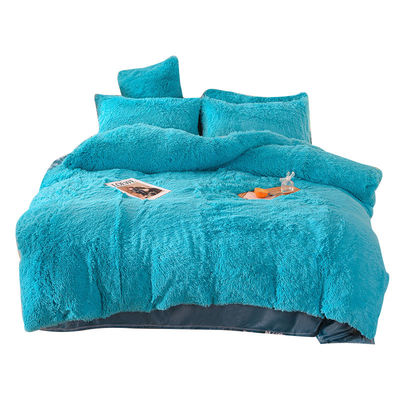 128x68 Densidad de tejido Mink piel terciopelo esponjoso ropa de cama de peluche conjunto de 4 piezas color arco iris