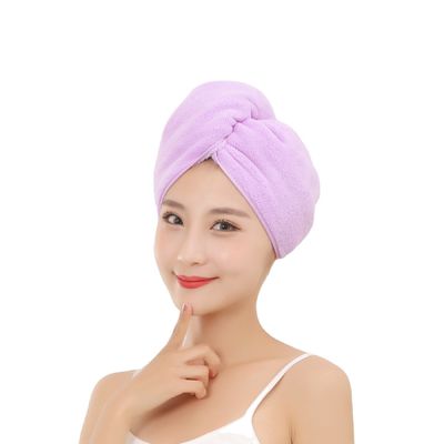 Diseños de impresión personalizados Envase de toalla con turbante de microfibra elástica para secado de cabello con ducha