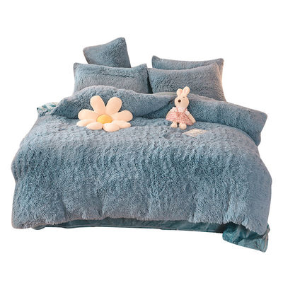 128x68 Densidad de tejido Mink piel terciopelo esponjoso ropa de cama de peluche conjunto de 4 piezas color arco iris