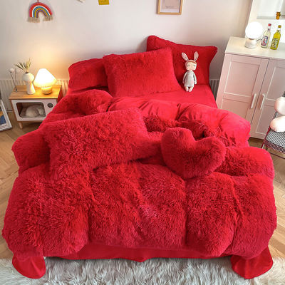 Colorado moderno de color sólido Mink Velvet Set de cuatro piezas Invierno Plush Set de ropa de cama caliente