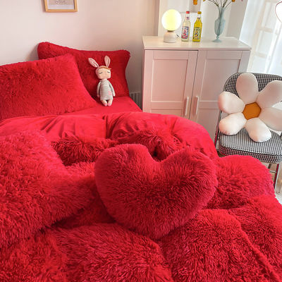 Colorado moderno de color sólido Mink Velvet Set de cuatro piezas Invierno Plush Set de ropa de cama caliente