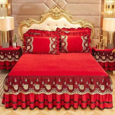 Set de ropa de cama de bodas de cuatro piezas con cuidado fácil