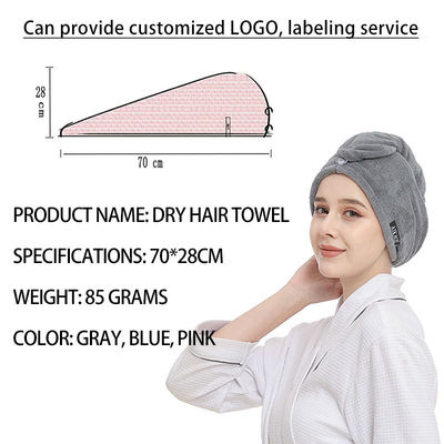 Diseño personalizado de color puro de microfibra de coral de lana sombrero para el cabello seco para secar rápidamente toalla para el cabello