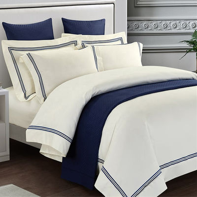Diseños aleatorios colchas confortable cama de hotel ropa de cama con 40 cuenta de tejido de algodón